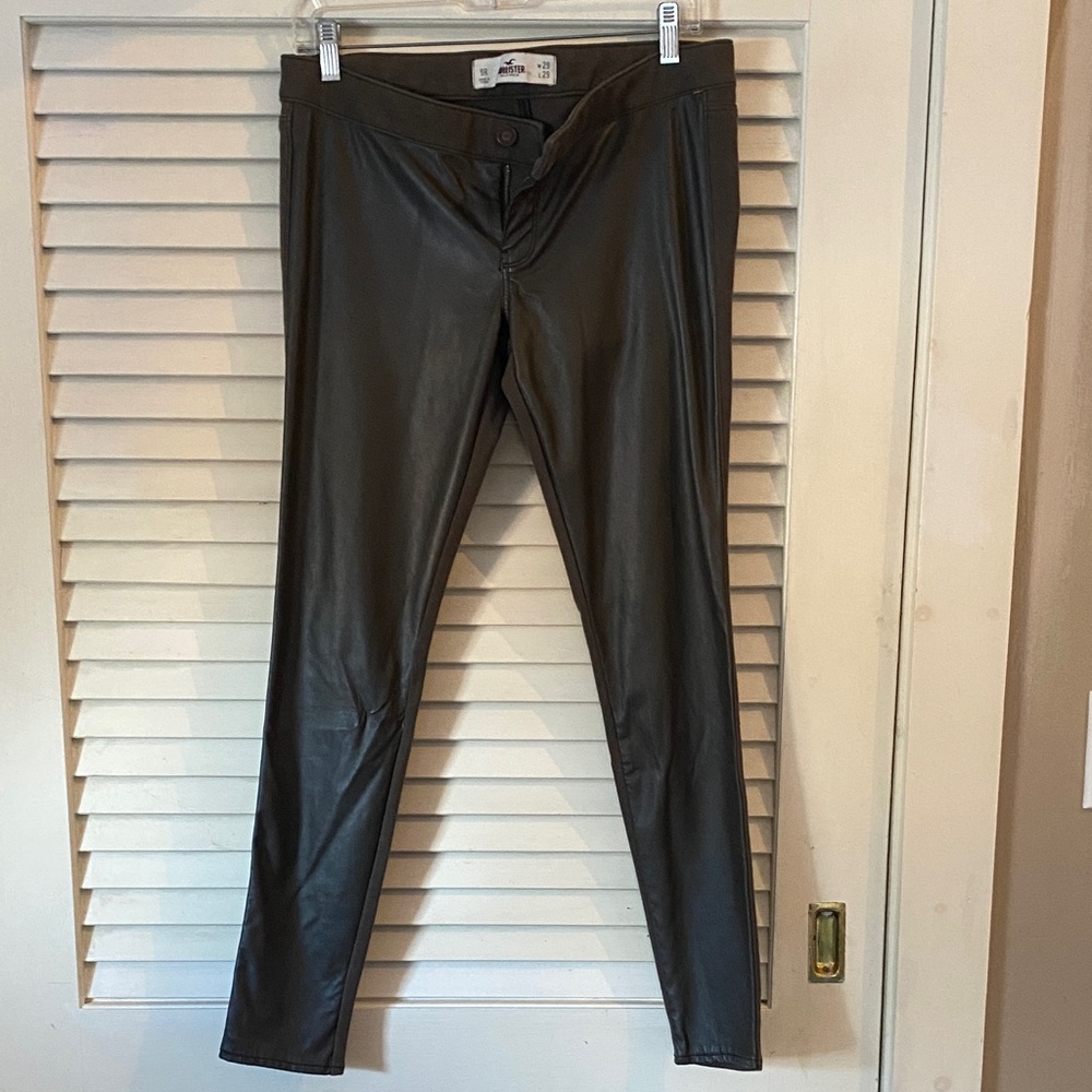Hollister Faux Leather Front with Jegging Back in Dark Brown